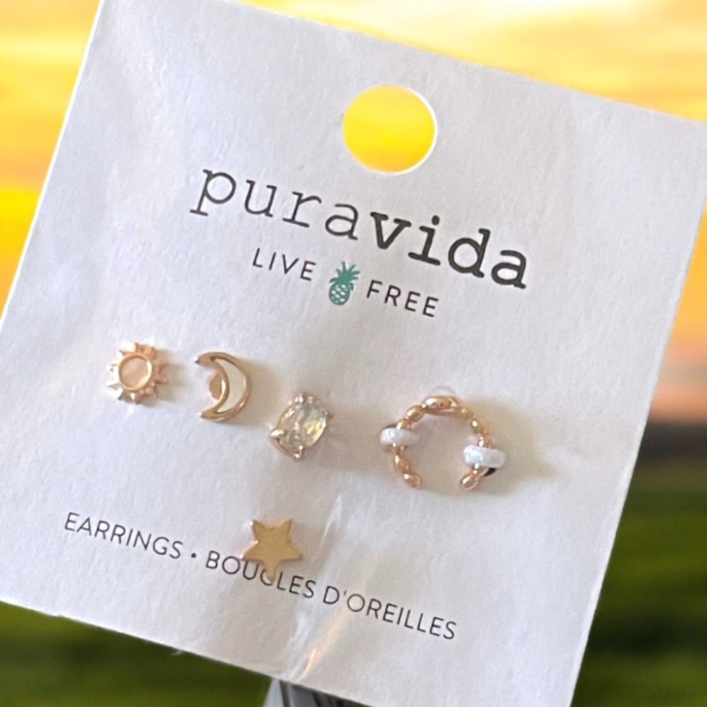 NWT Pura Vida Galaxy Stud Earring Set in Rosegold